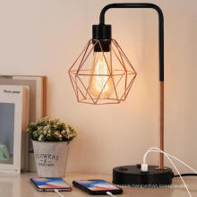 Industrial Table Lamp with USB Ports